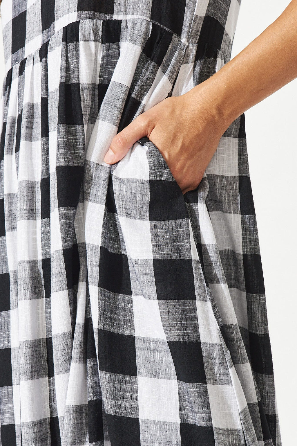 Black & White Gingham Midi Smock Dress by Zara