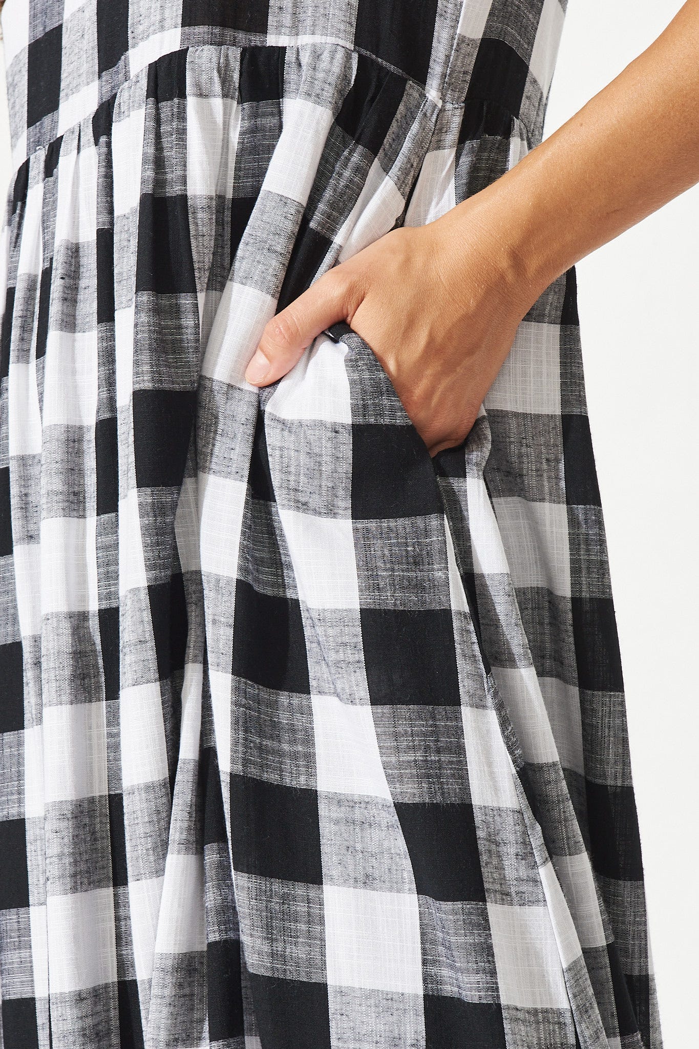 Black & White Gingham Midi Smock Dress by Zara