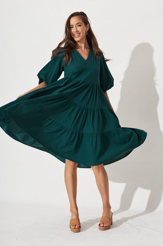 Emerald Green Tiered Dress