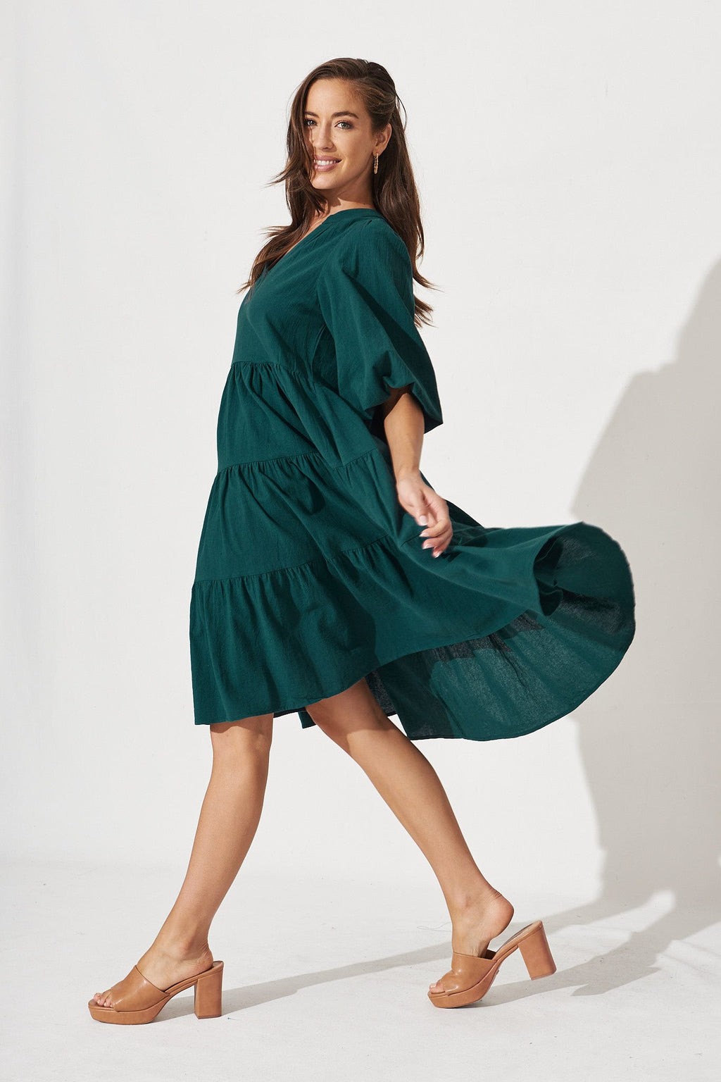 Emerald Green Tiered Dress
