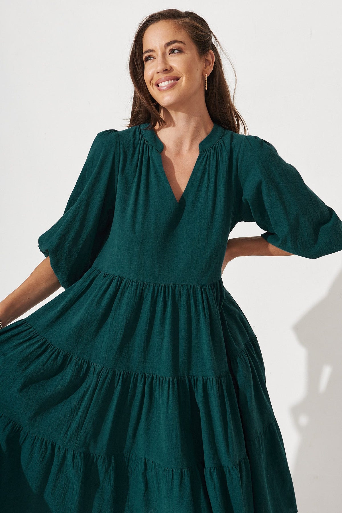 Emerald Green Tiered Dress