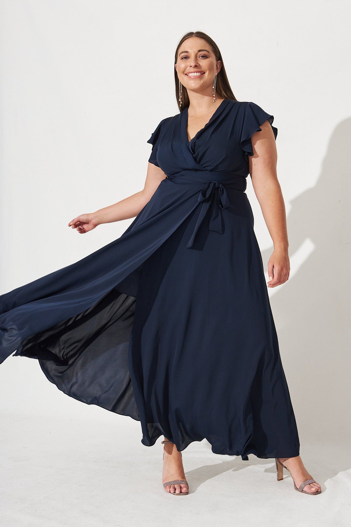 Navy Chiffon Wynter Maxi Dress