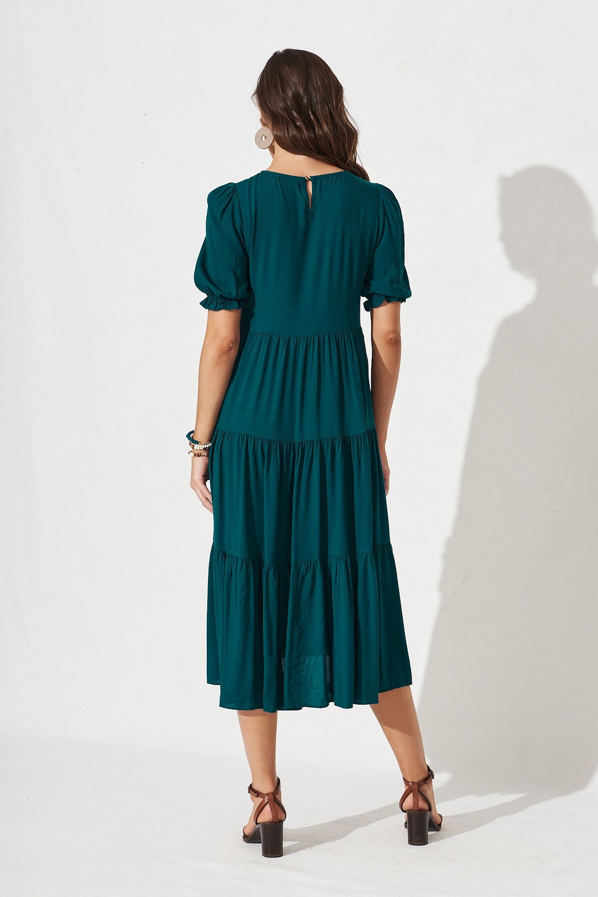 Teal Tiered Midi Dress - Stylish and Elegant