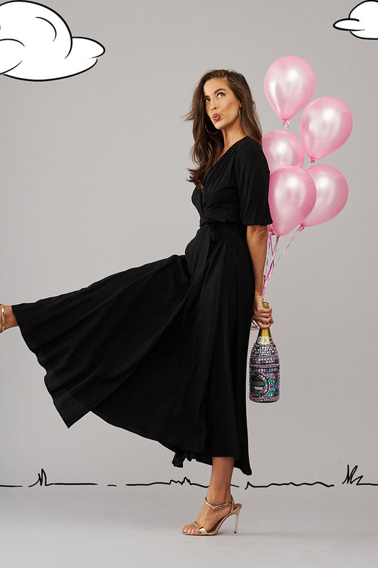 Black Maxi Wrap Dress - Ronda Style