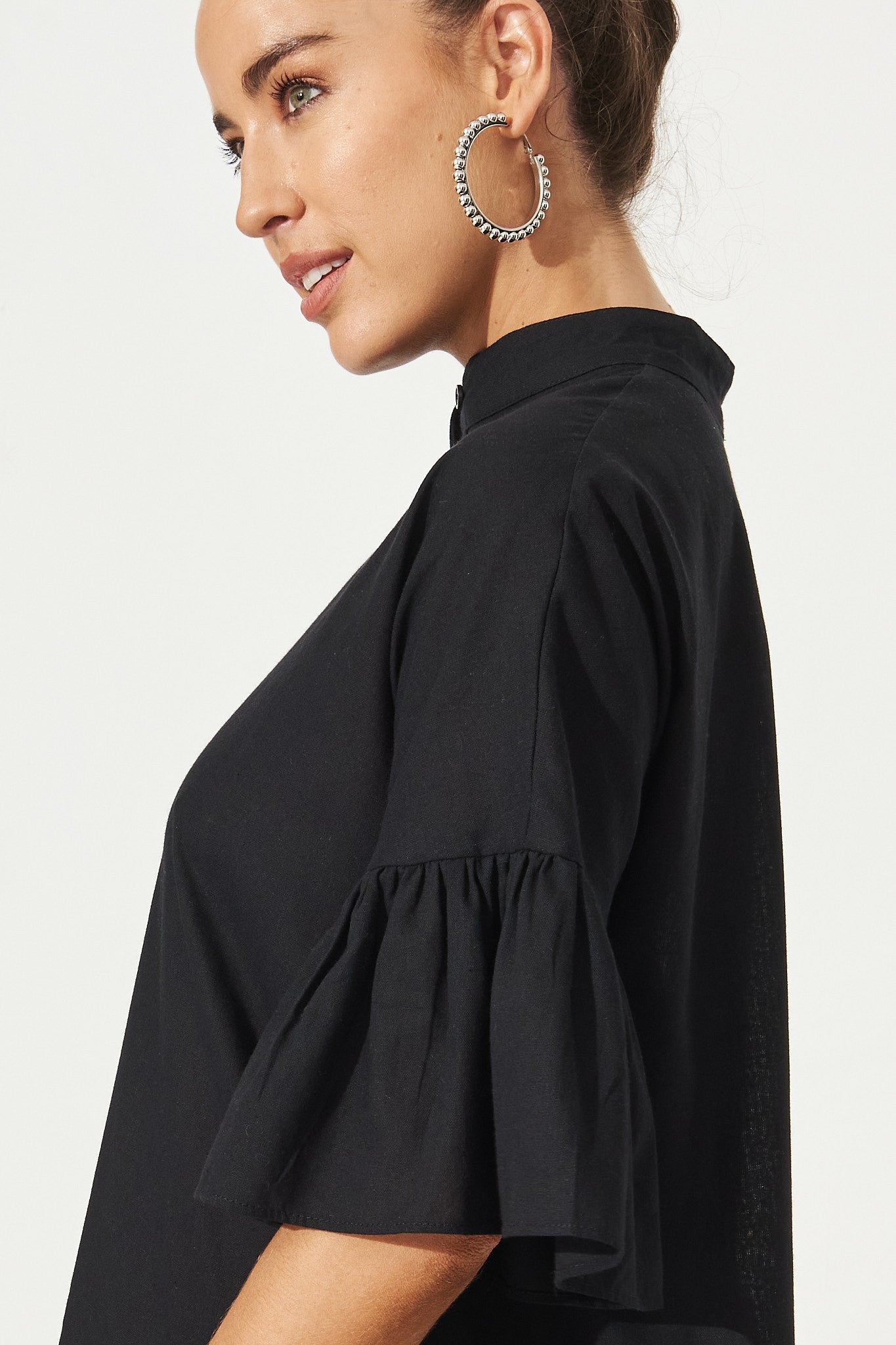Black Cotton Blend Smock Dress - Blaire Style