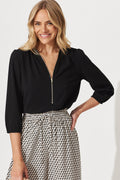 Black Zip Blouse by Viviani
