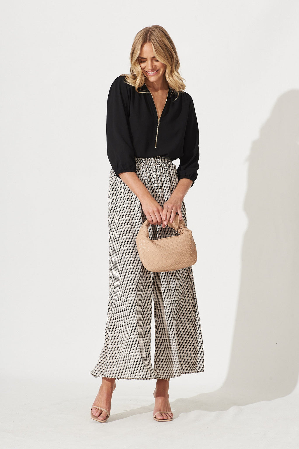 Black Zip Blouse by Viviani