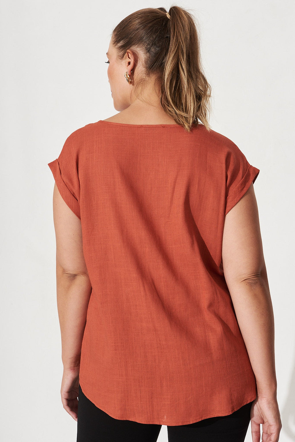 Rust Linen Blend Top