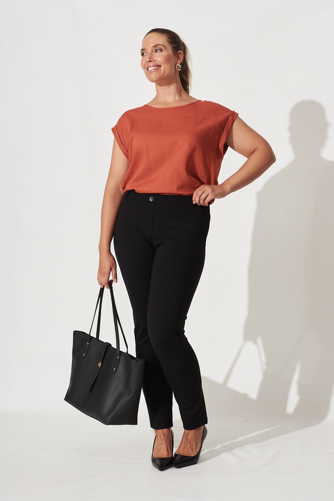 Rust Linen Blend Top
