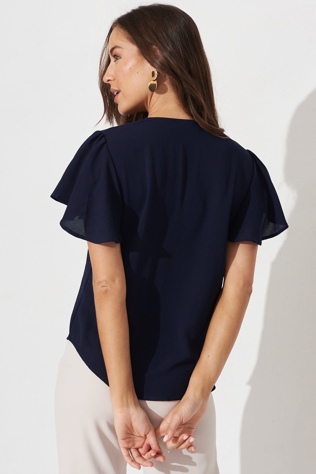 Navy Zipper Blouse by Viviana