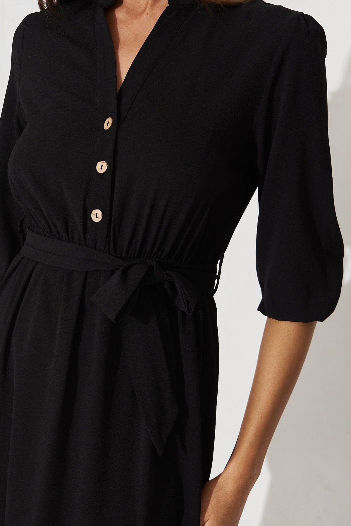 Black Crepe Midi Dress - Jemimah