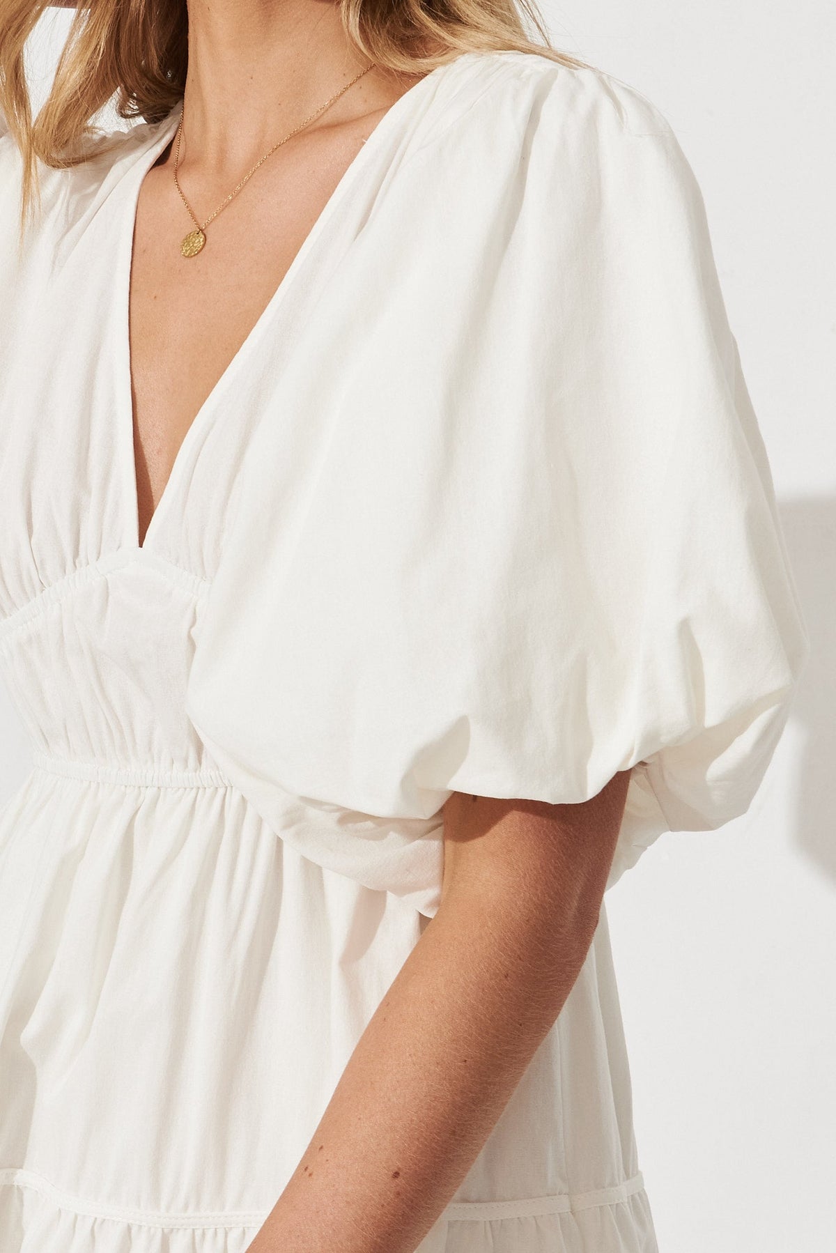 White Cotton Midi Dress - Amalie