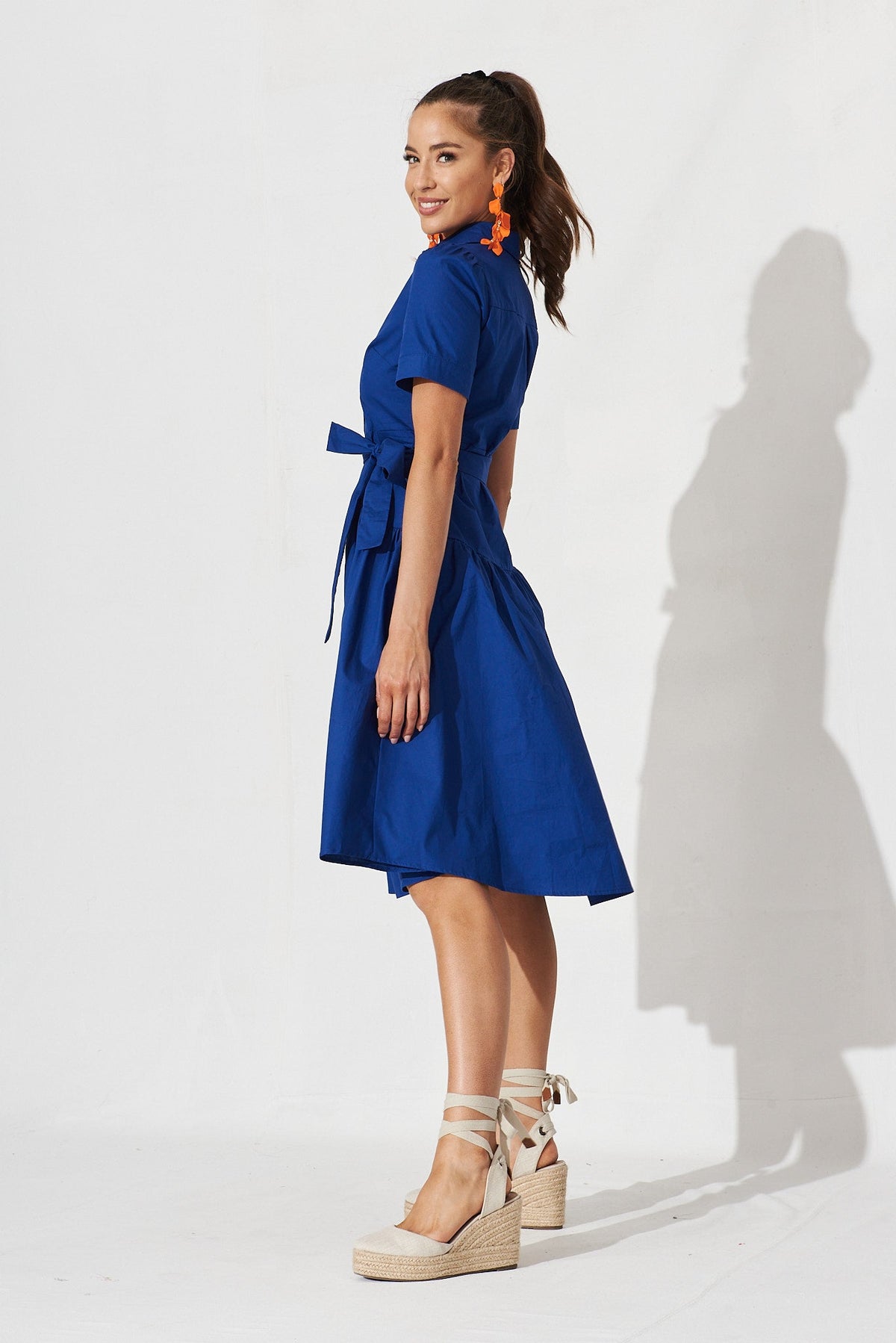 Royal Blue Midi Shirt Dress by Annmarie