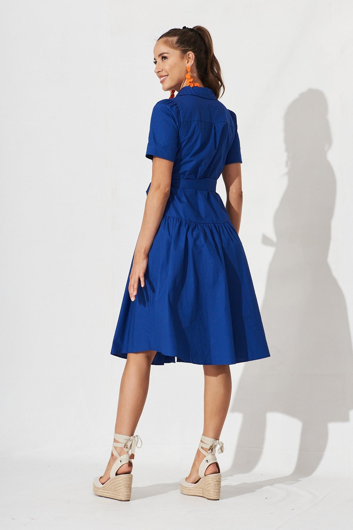 Royal Blue Midi Shirt Dress by Annmarie