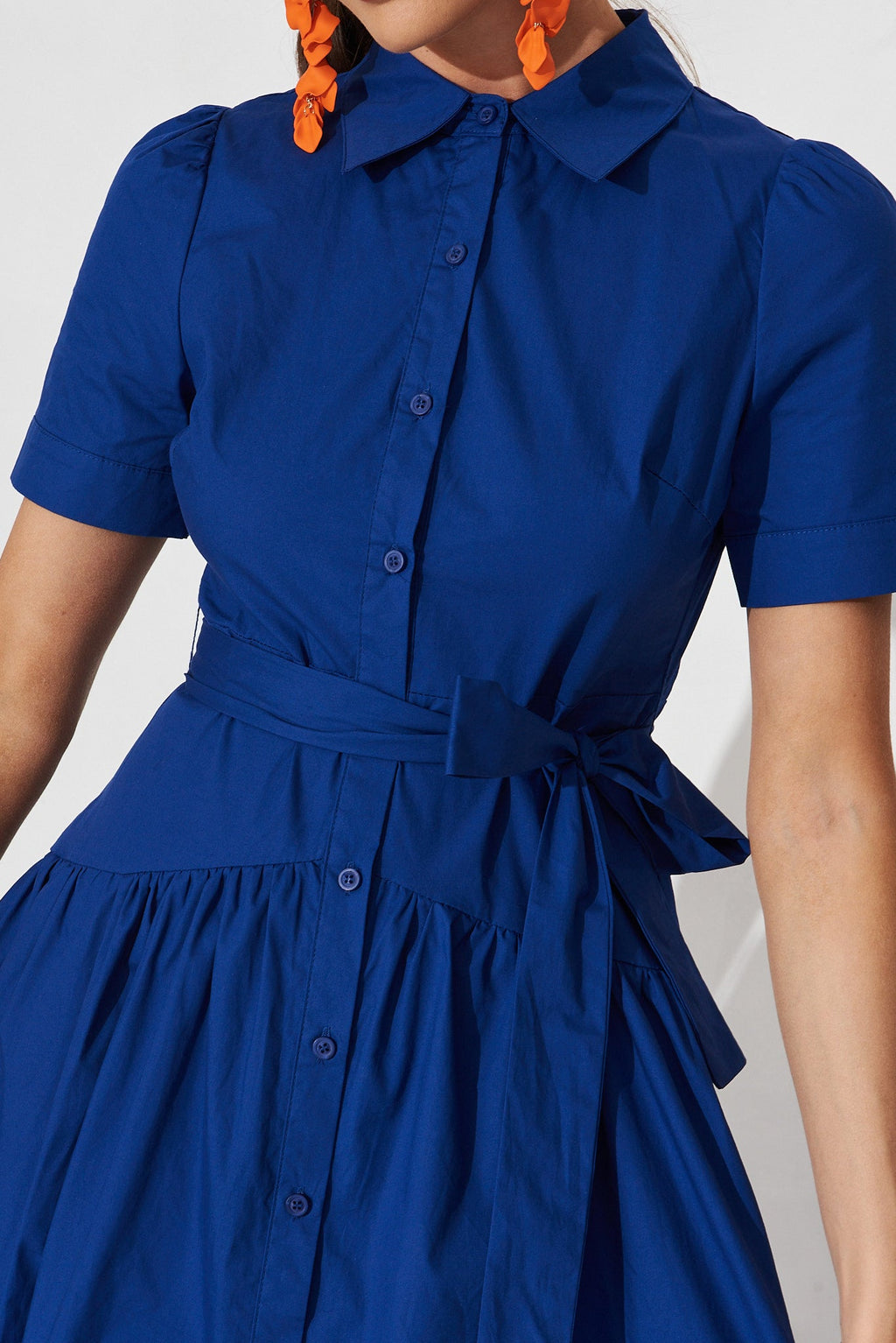 Royal Blue Midi Shirt Dress by Annmarie