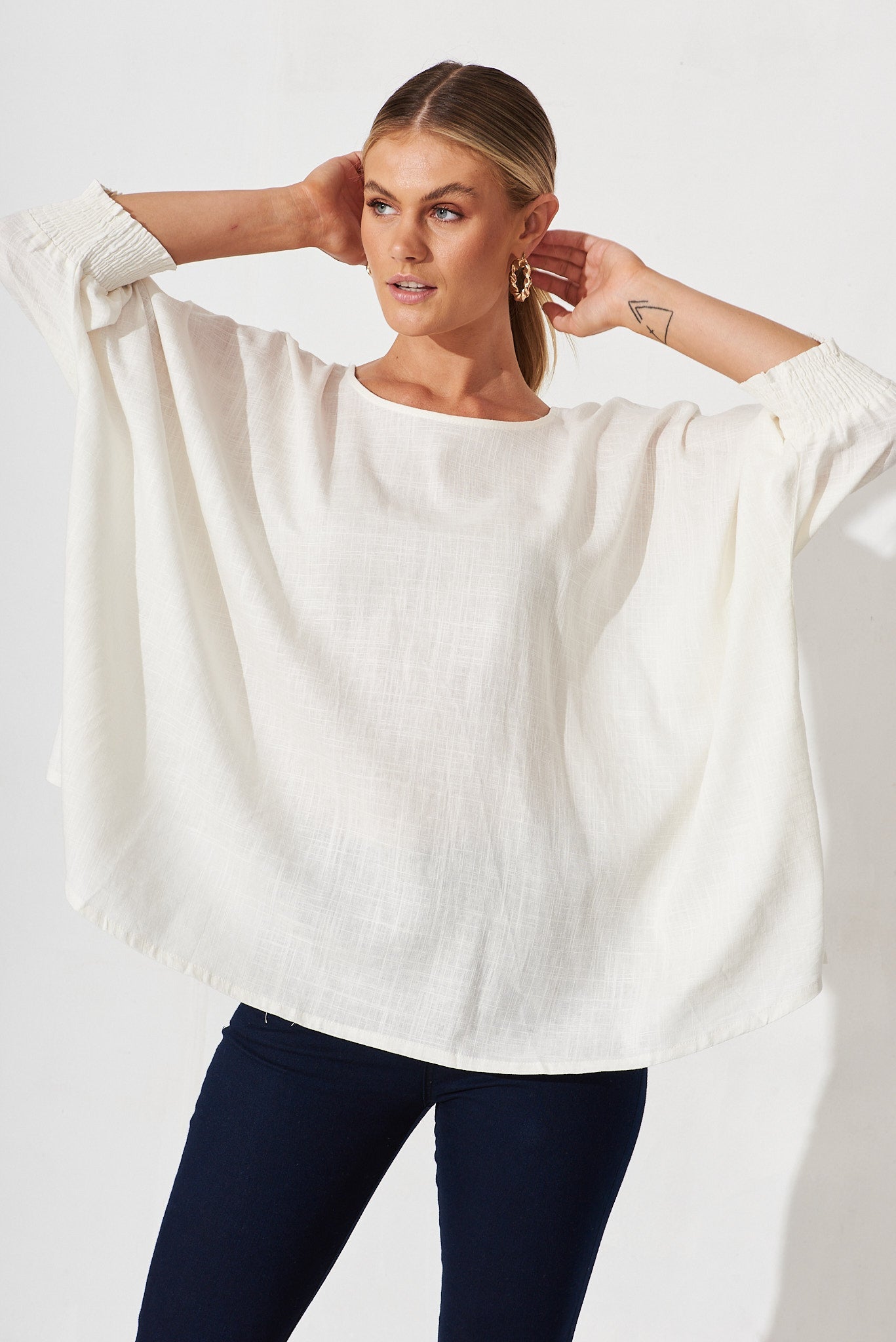 White Linen Blend Devina Blouse