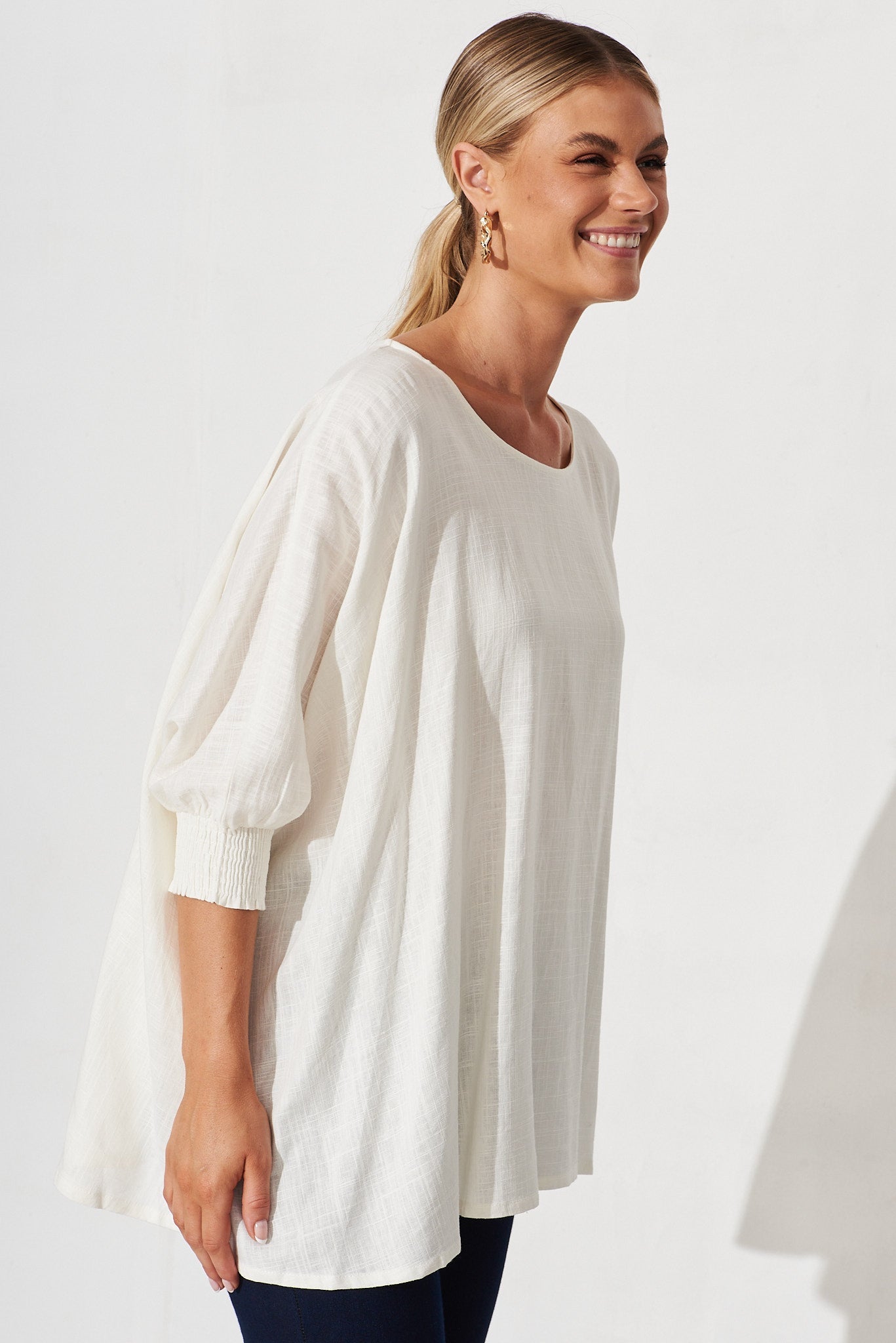 White Linen Blend Devina Blouse