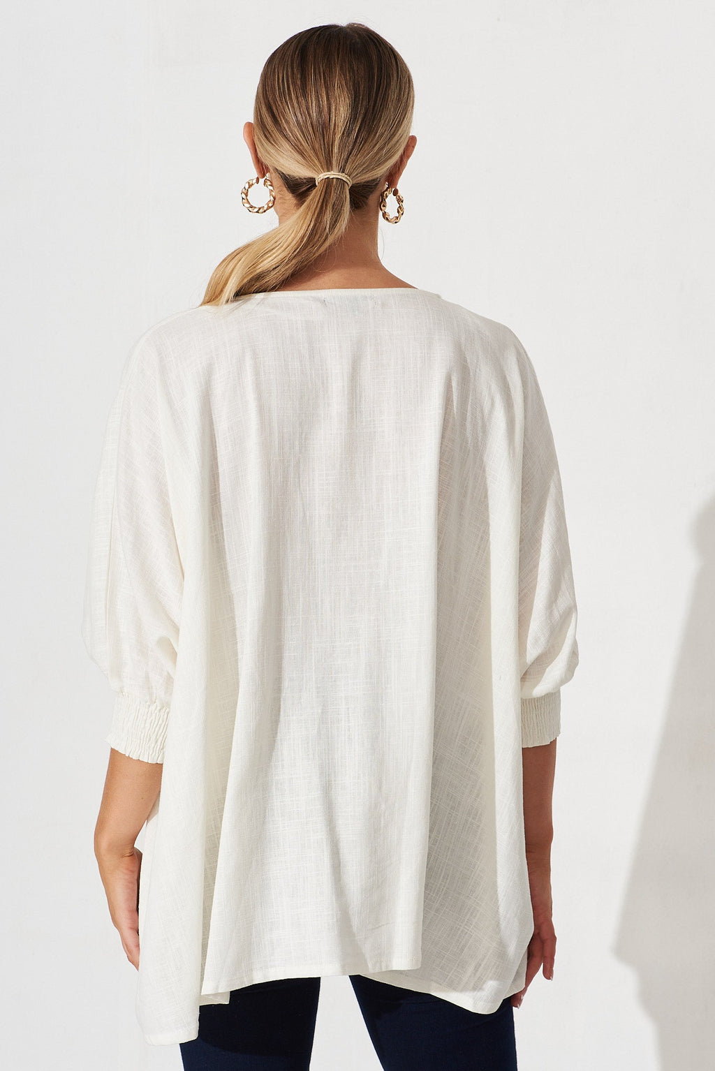 White Linen Blend Devina Blouse