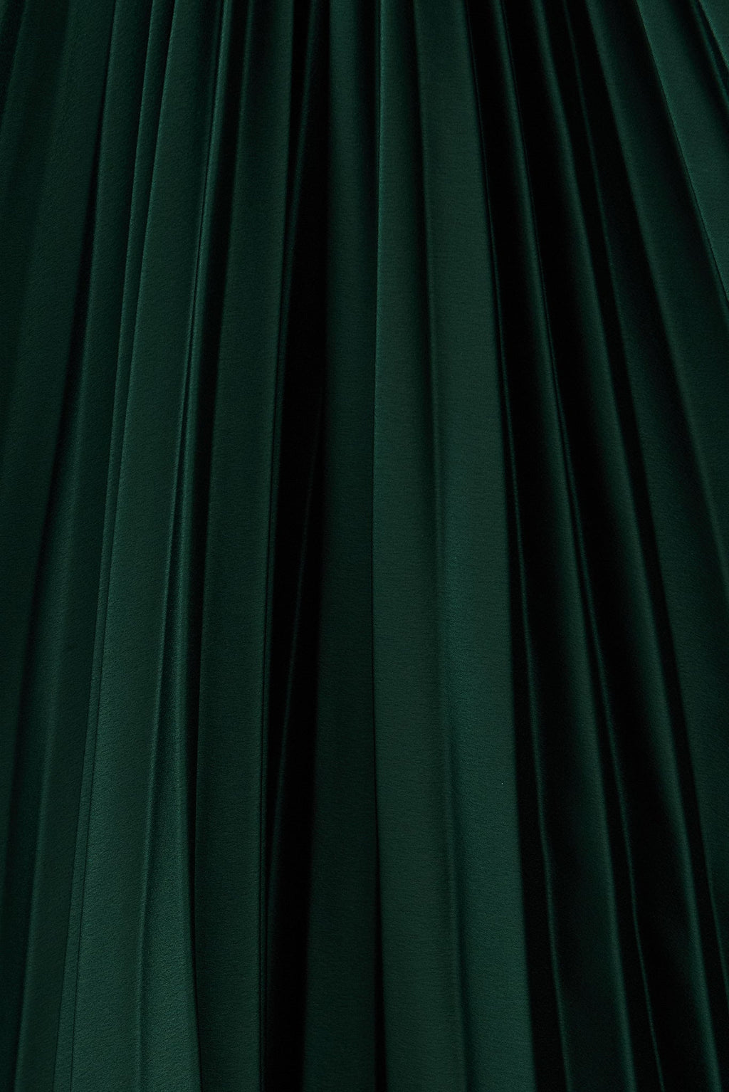 Pleated Emerald Satin Midi Dress