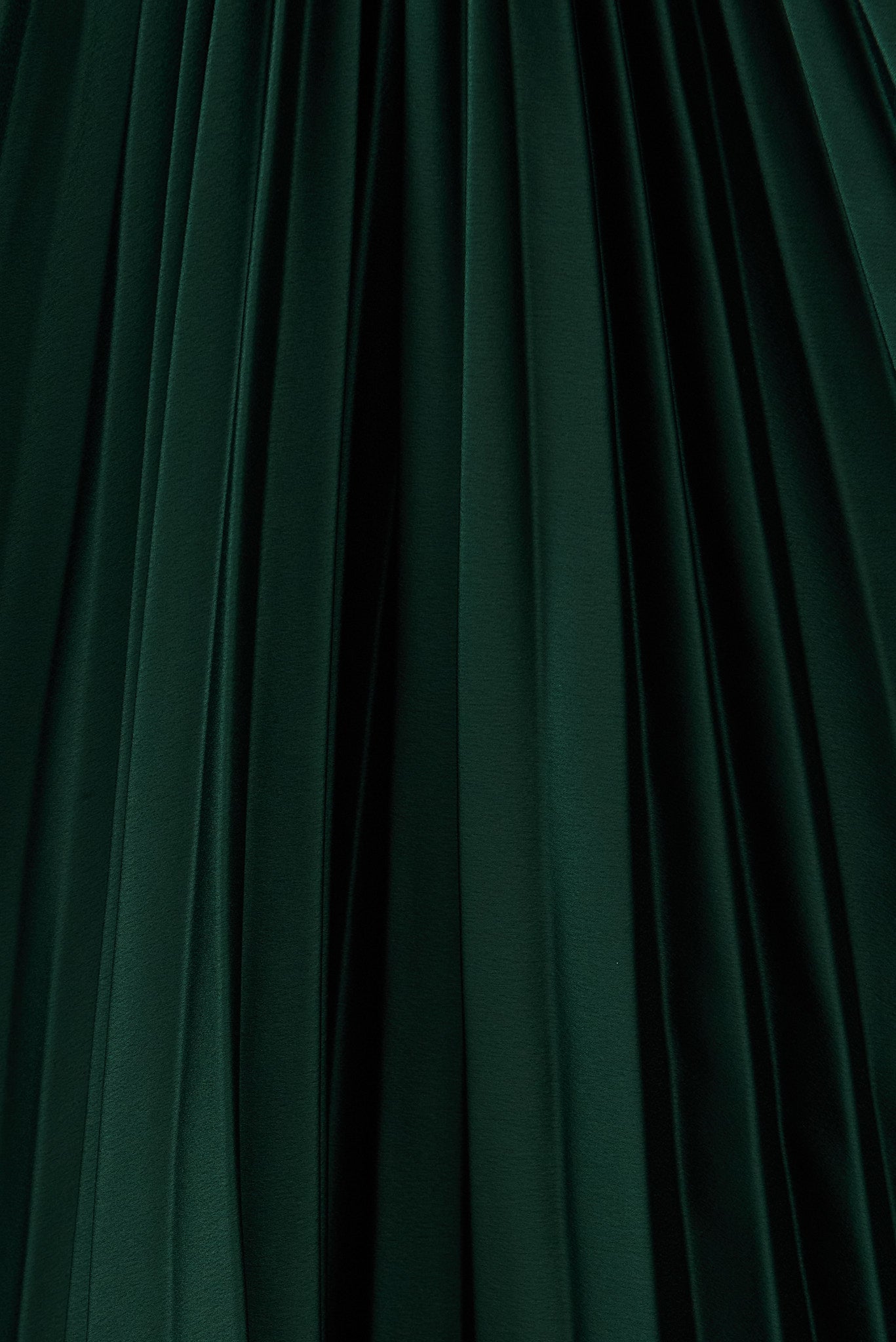 Pleated Emerald Satin Midi Dress