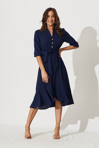 Navy Blue Midi Dress - Jemimah
