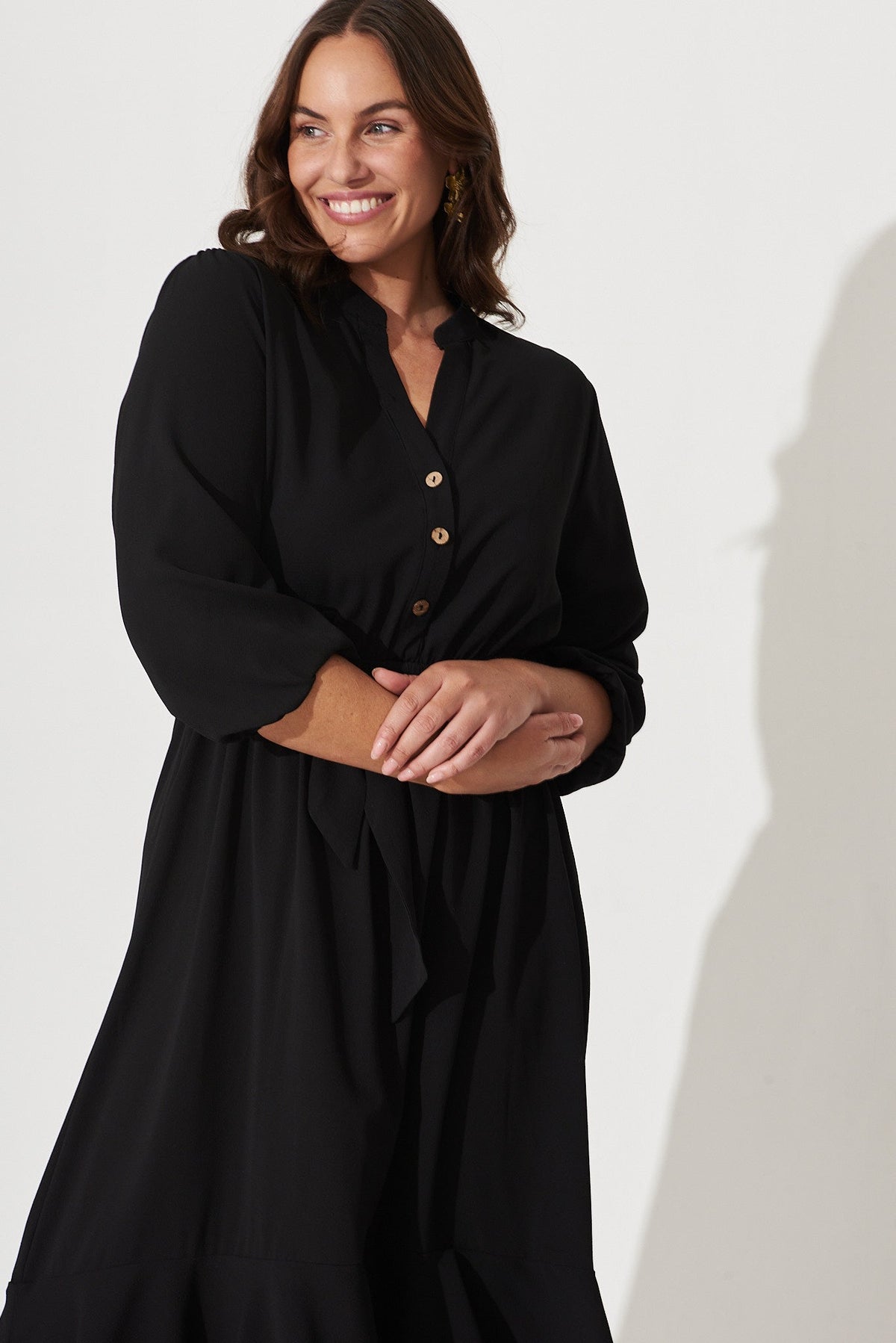 Black Crepe Midi Dress - Jemimah