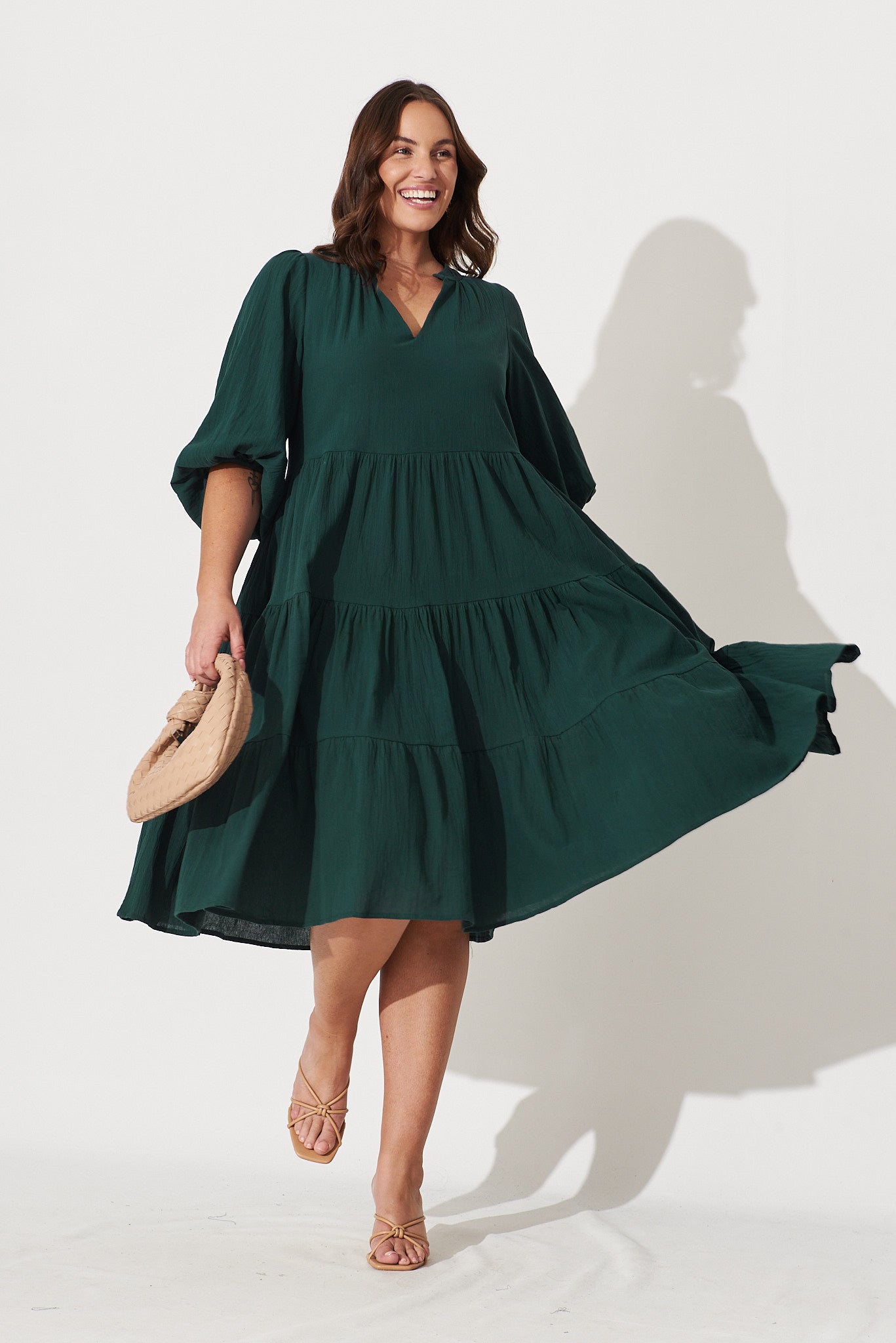 Emerald Green Tiered Dress