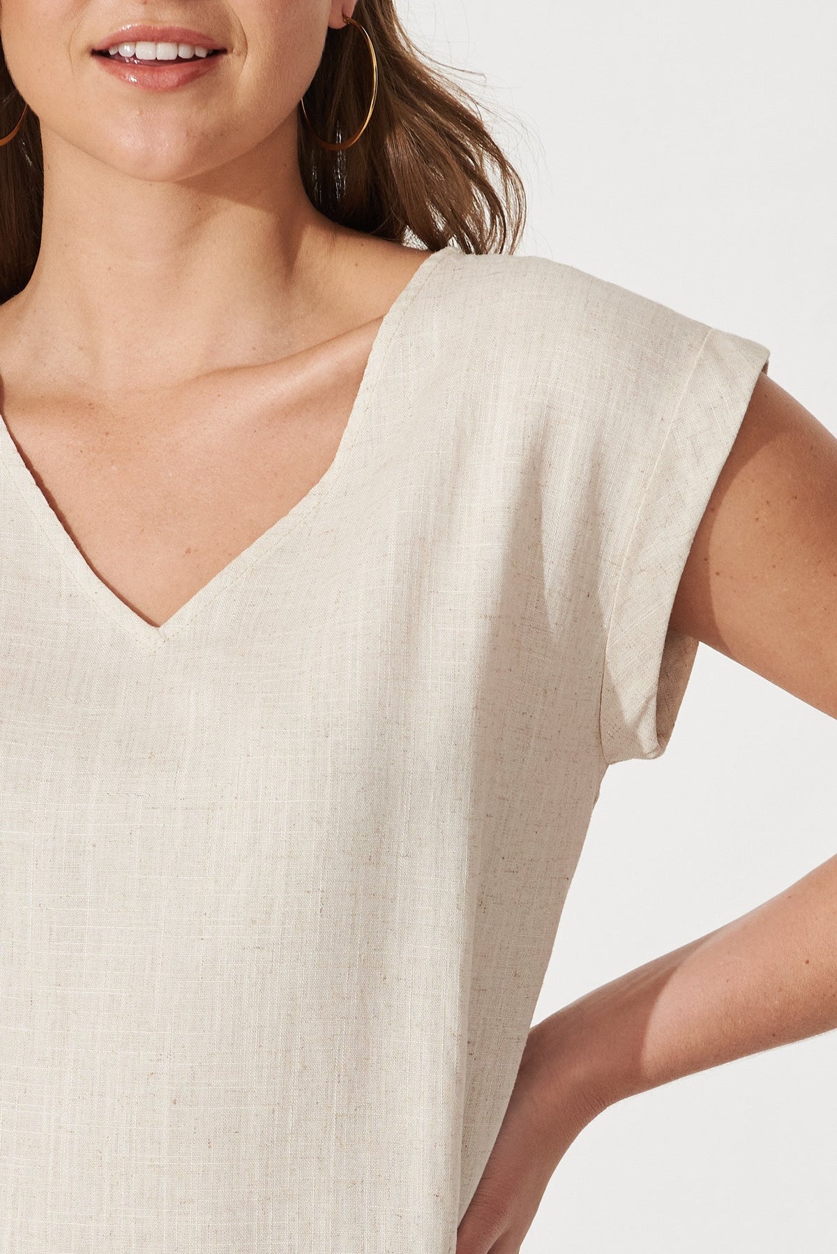 Oatmeal Linen Blend Jina Blouse
