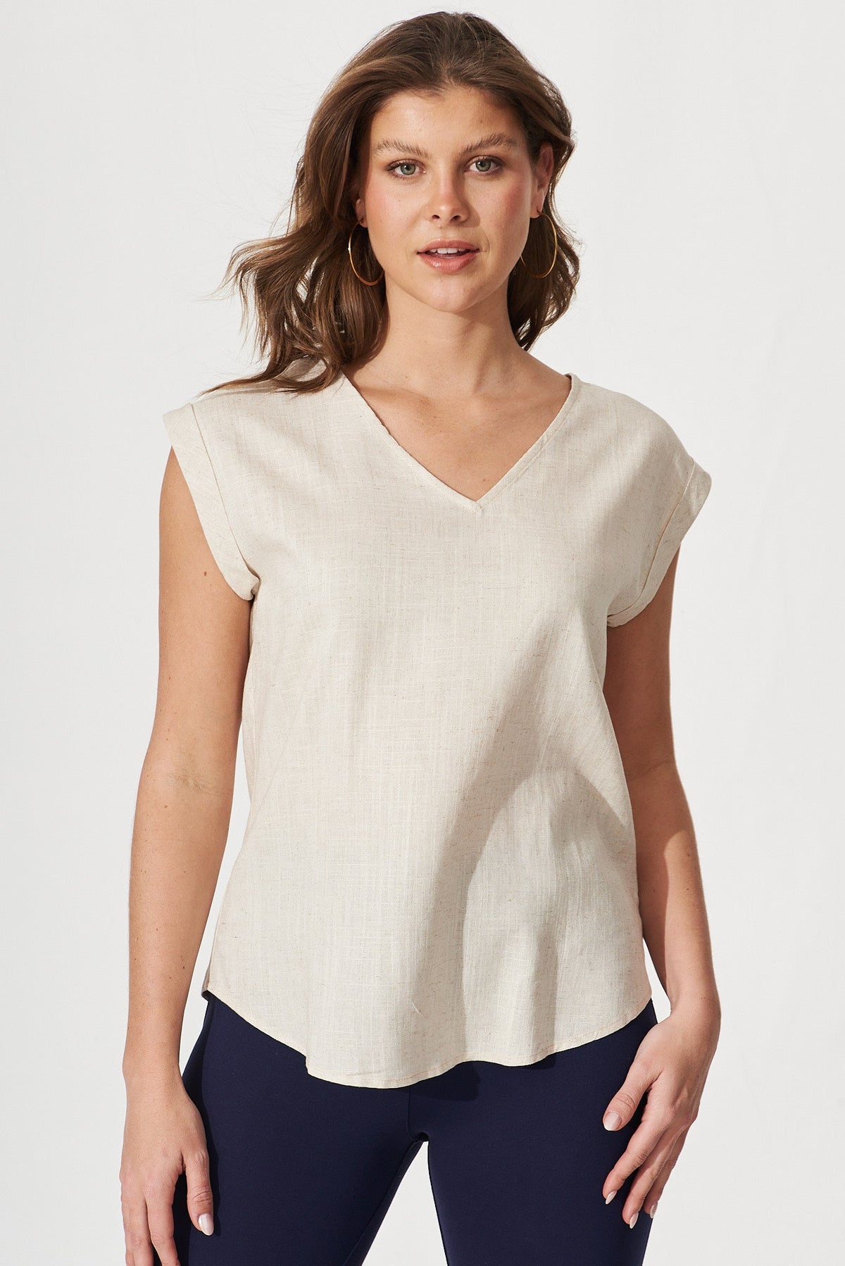 Oatmeal Linen Blend Jina Blouse