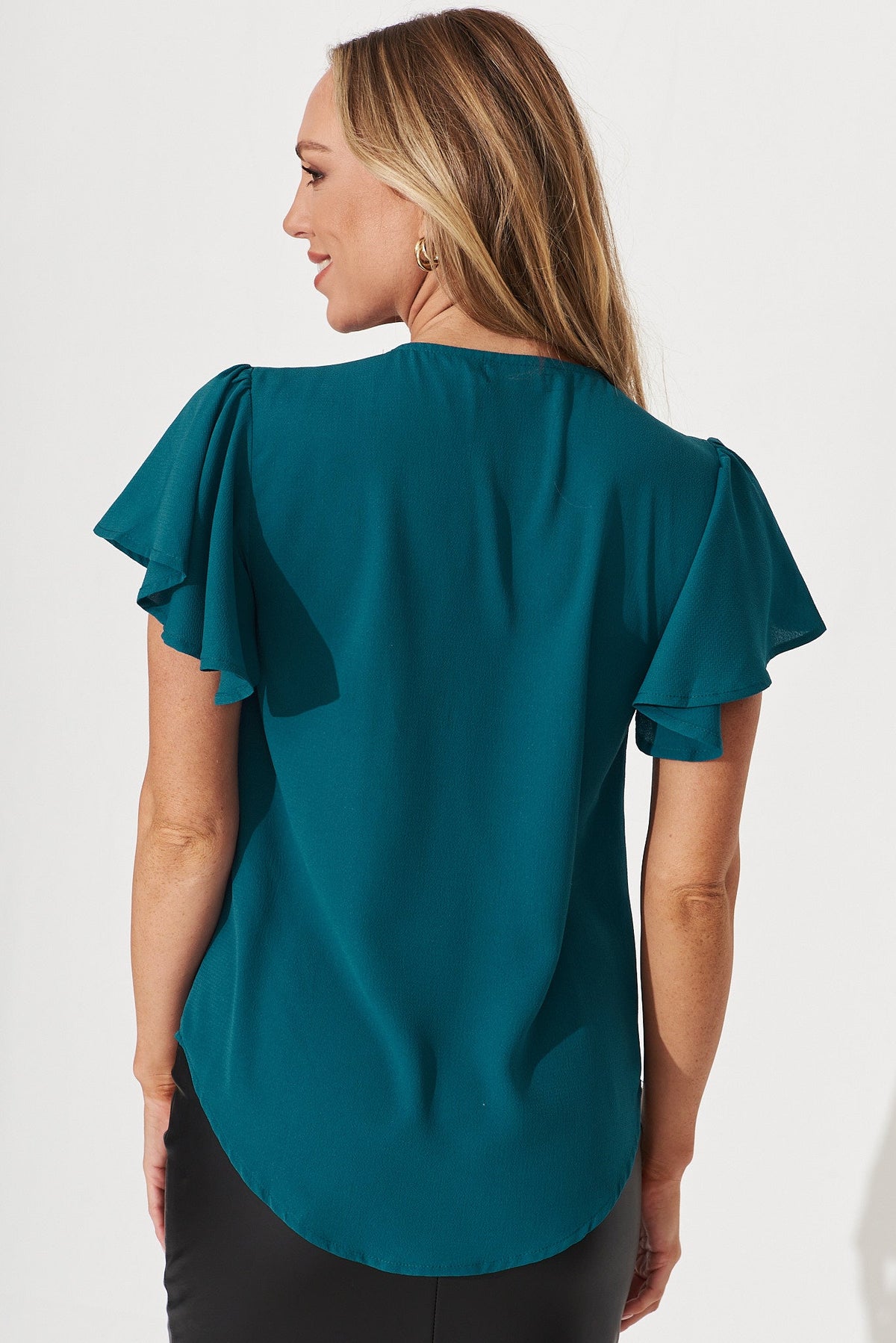 Dark Teal Zip Blouse by Viviana