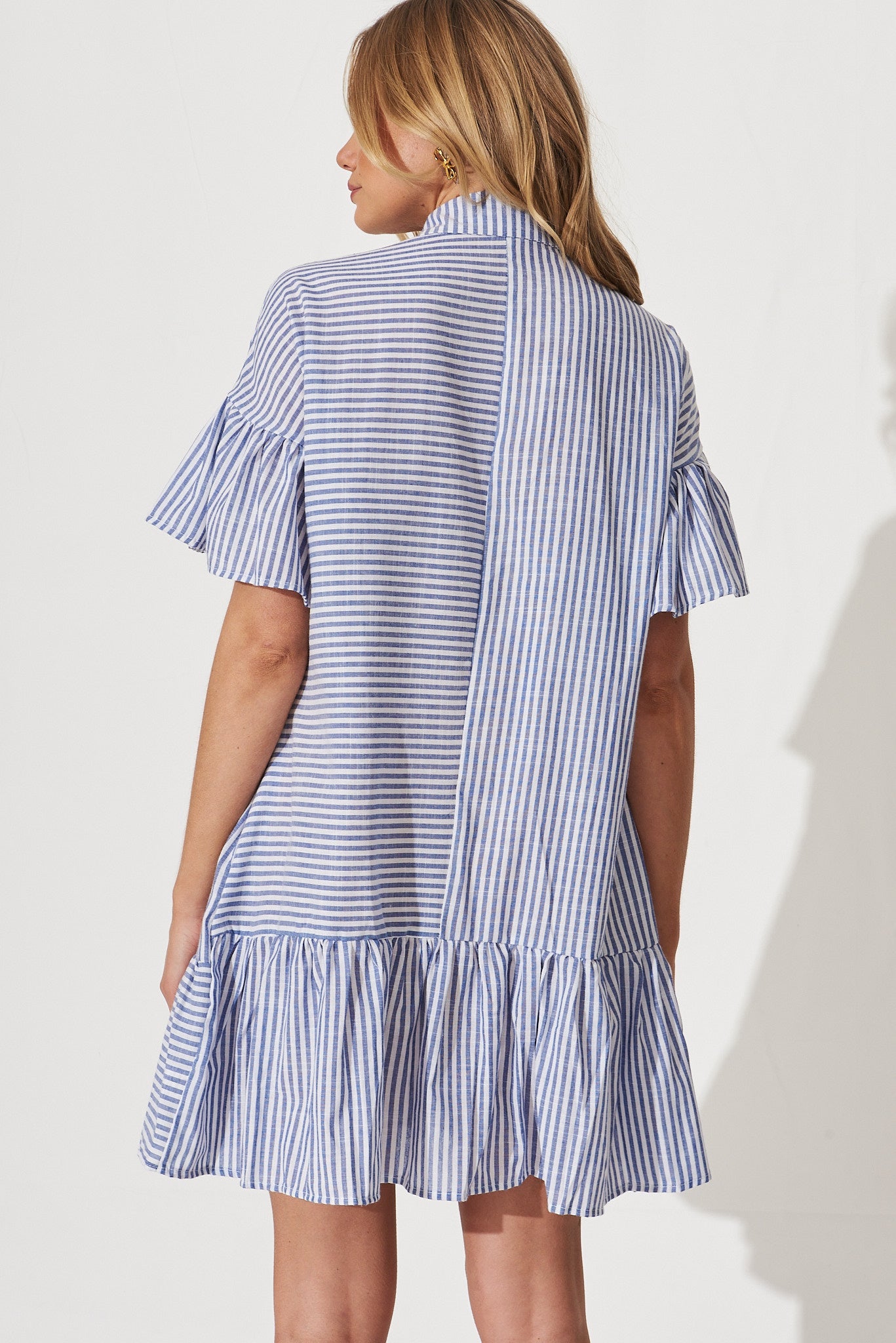 Navy Striped Cotton Dress by Freya