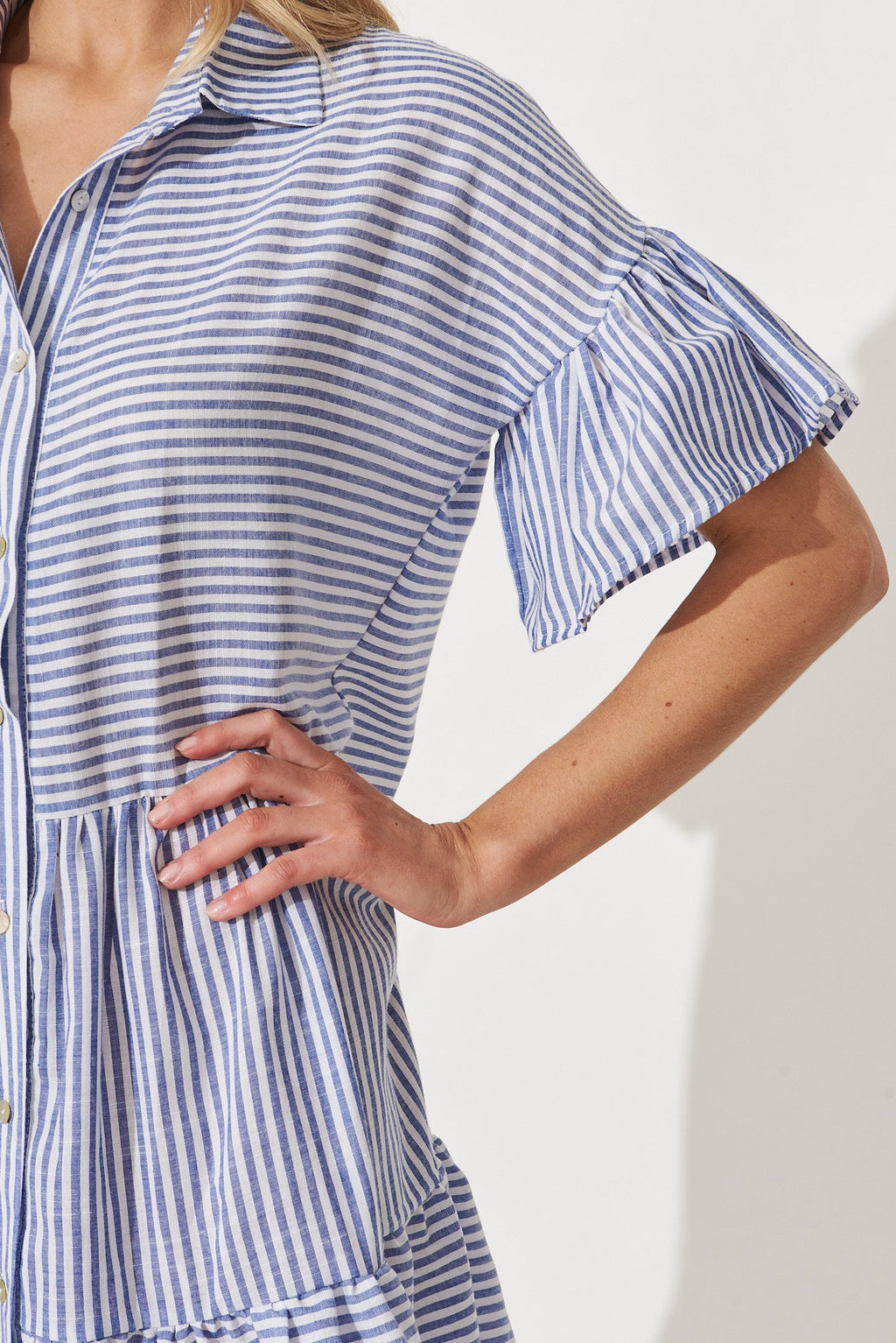 Navy Striped Cotton Dress by Freya