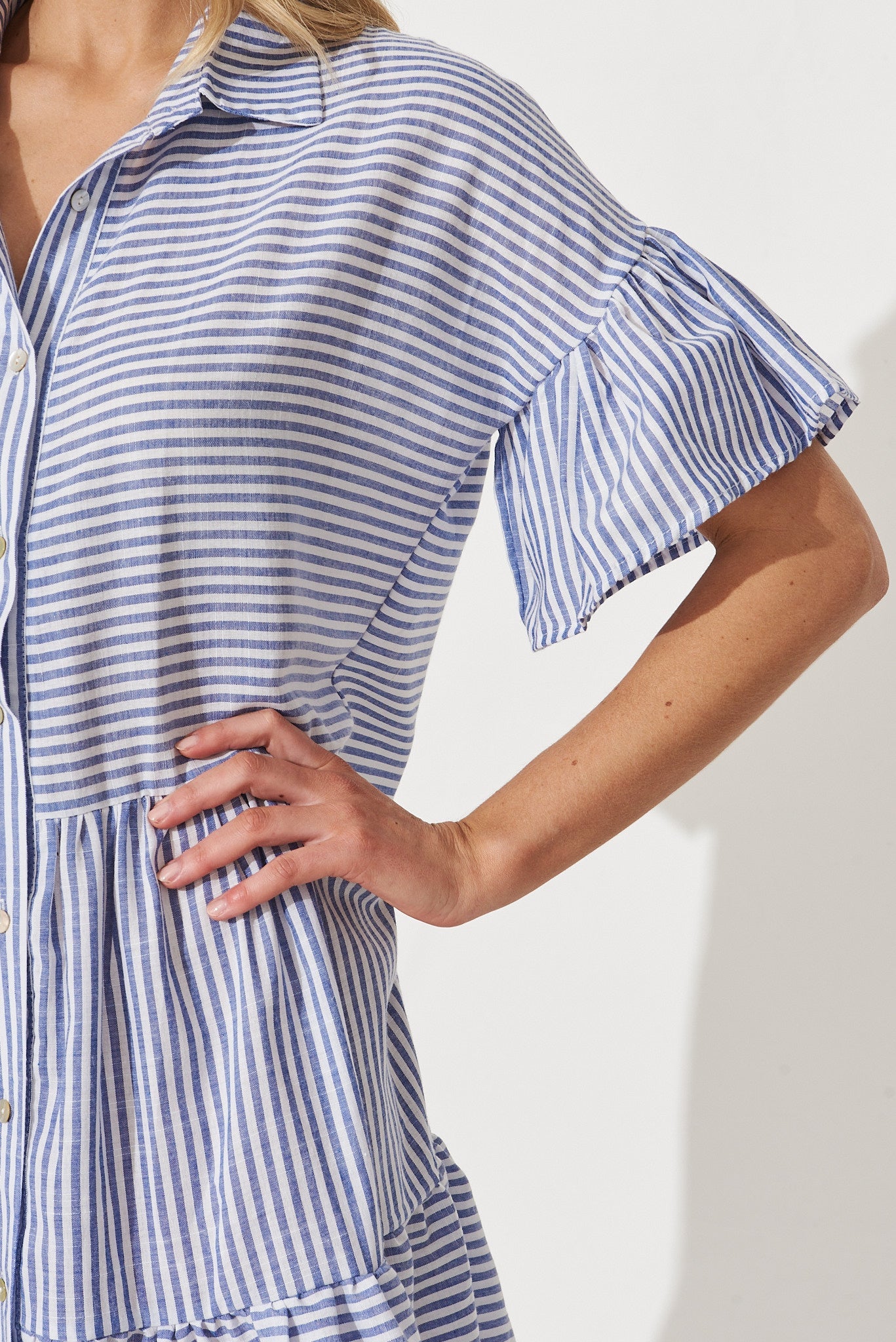 Navy Striped Cotton Dress by Freya