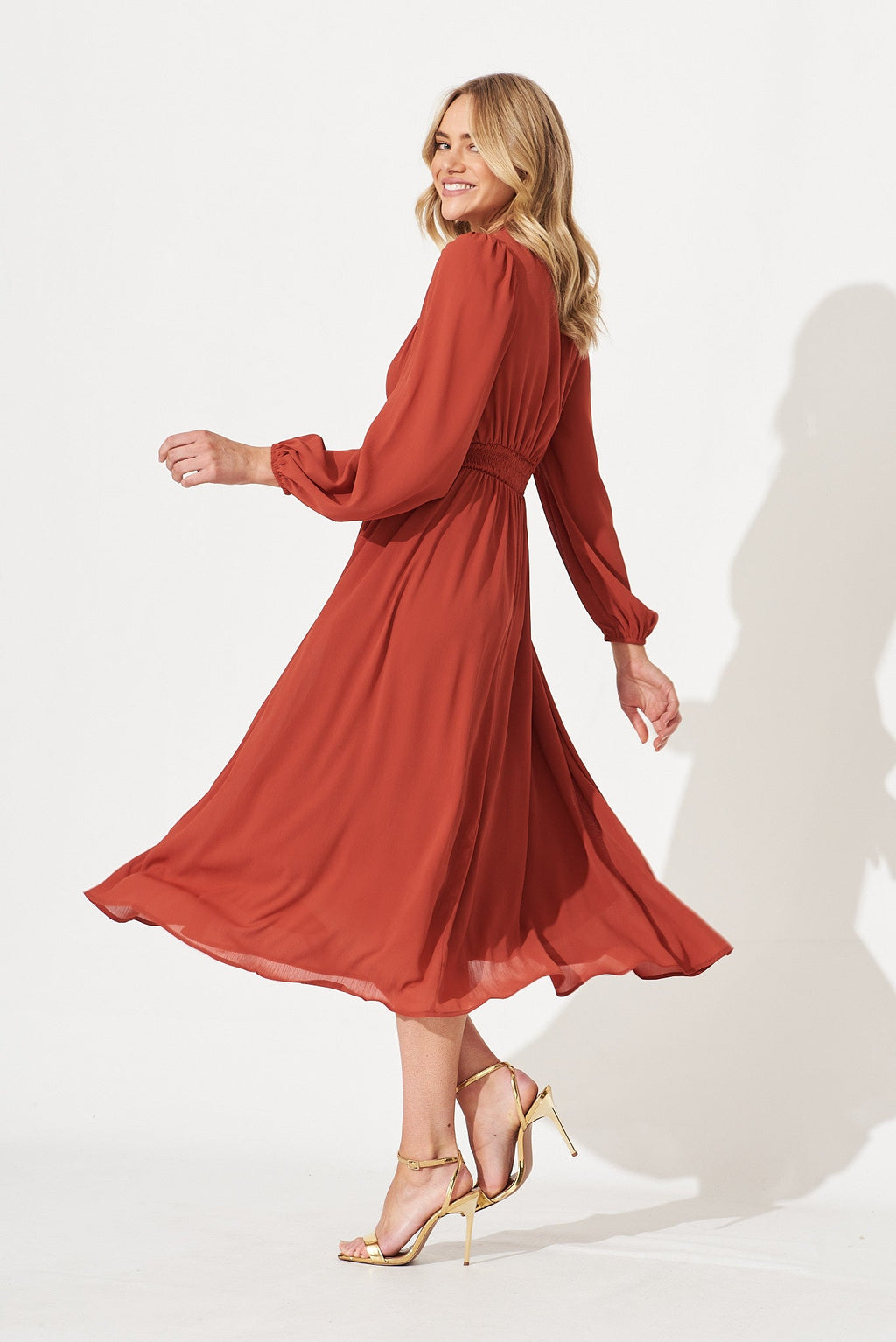 Rust Lustre Midi Dress