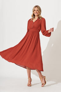 Rust Lustre Midi Dress