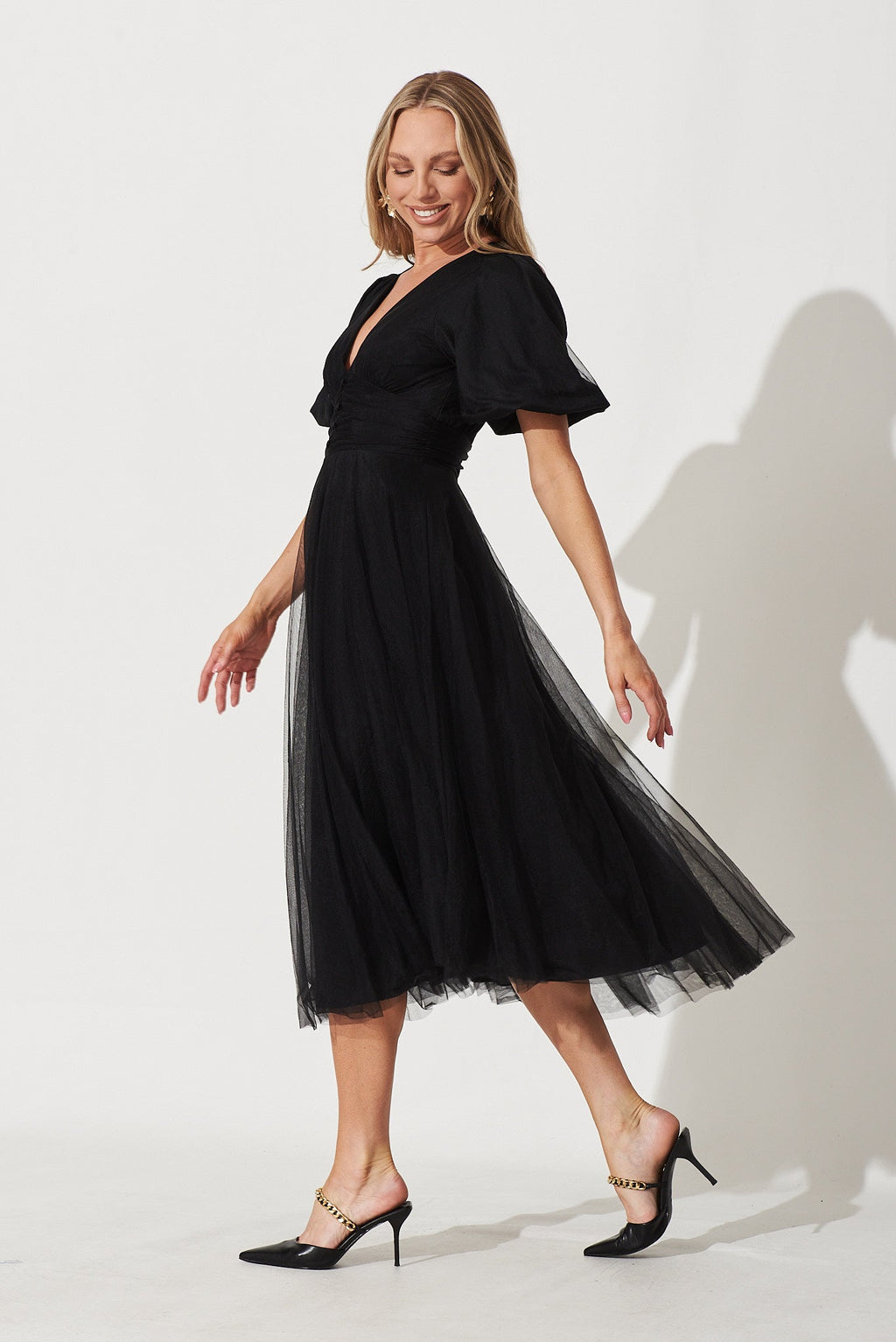 Black Tulle Juliet Midi Dress