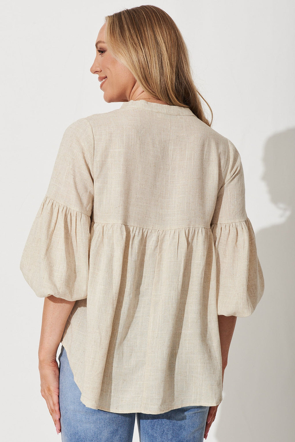 Oatmeal Linen Blend Jasper Blouse
