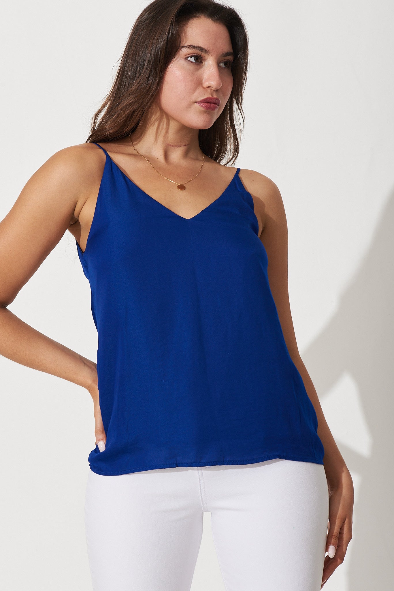 Cobalt Satin Cami Blouse