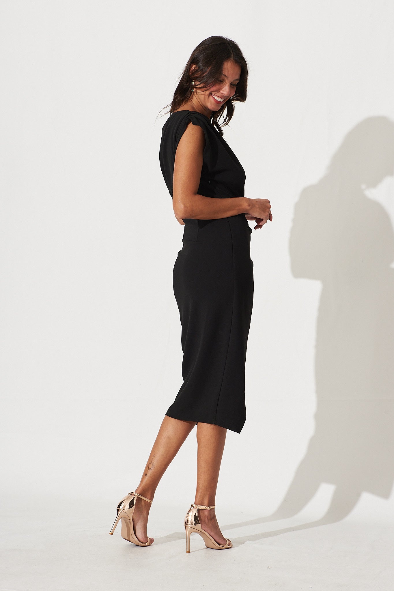 Black Off-Shoulder Midi Dress - Phoenix Style
