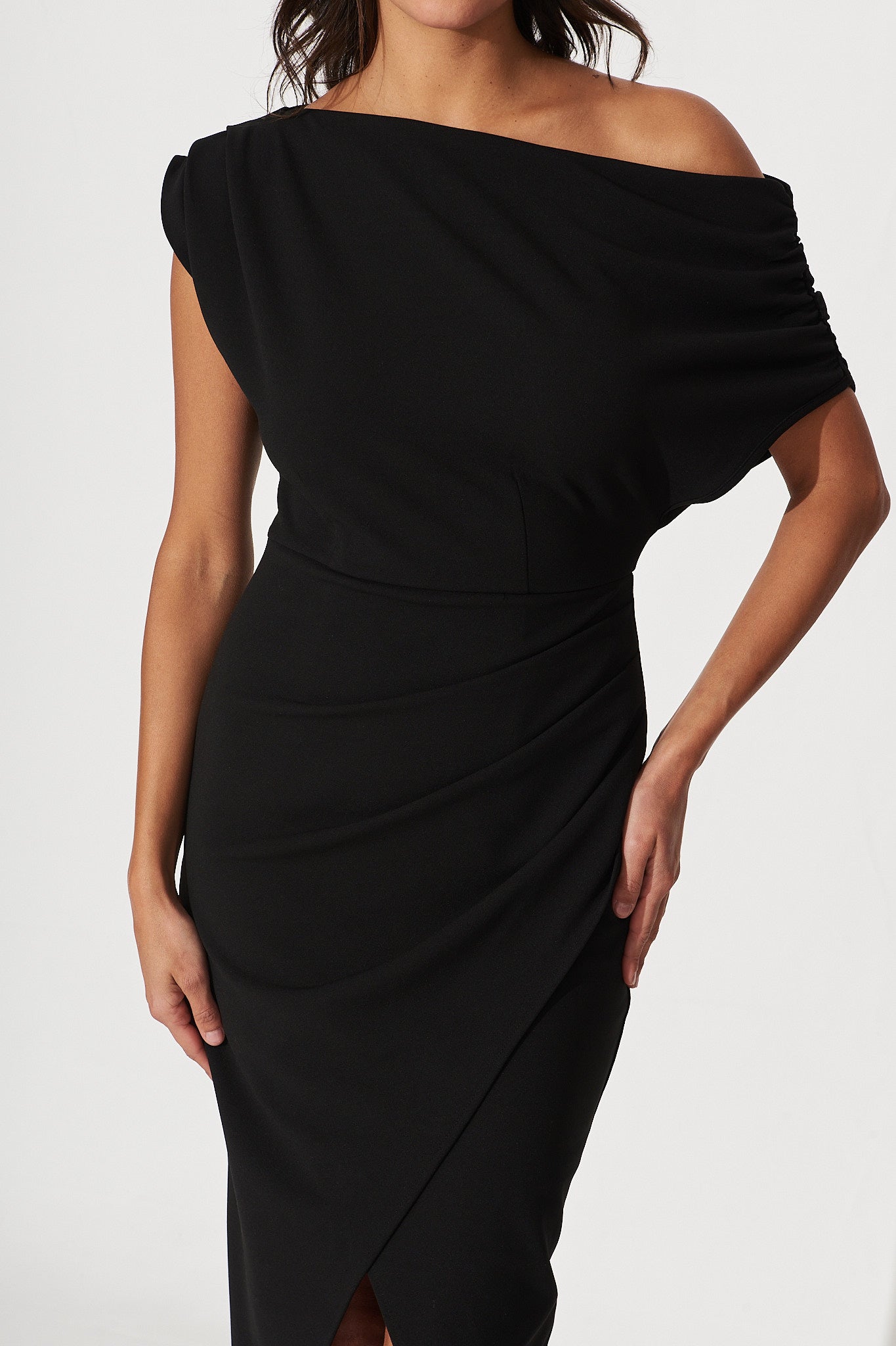 Black Off-Shoulder Midi Dress - Phoenix Style