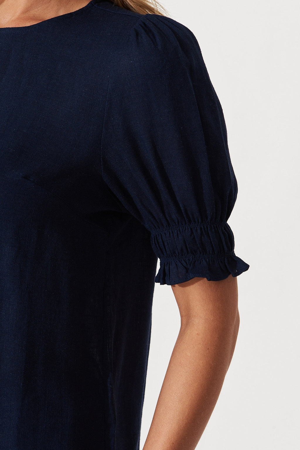 Navy Cotton Linen Top by Melanie