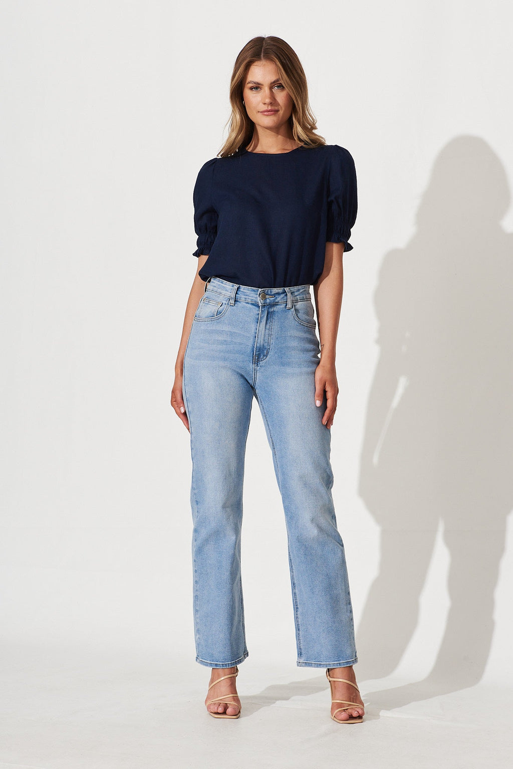 Navy Cotton Linen Top by Melanie
