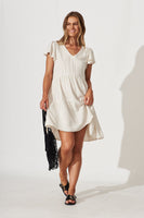 Oatmeal Linen Blend Smock Dress from Tahiti