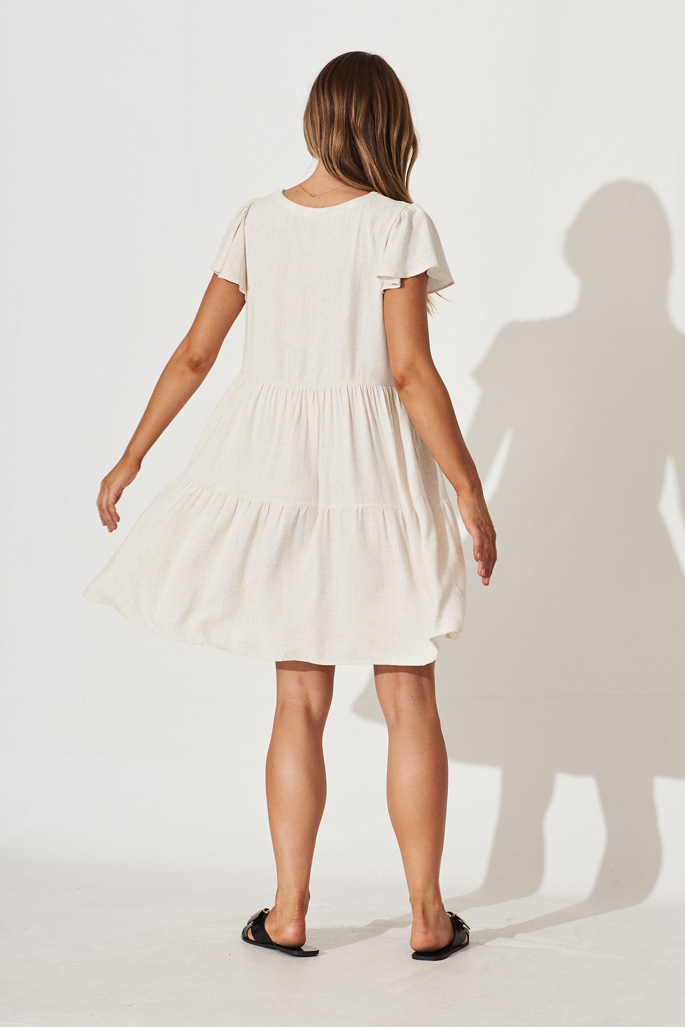 Oatmeal Linen Blend Smock Dress from Tahiti