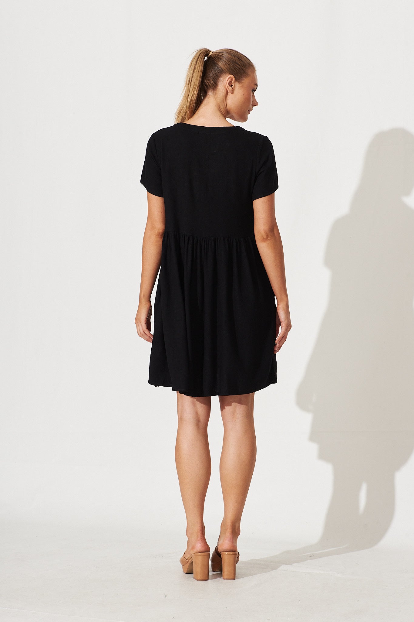 Black Linen Blend Horizon Dress