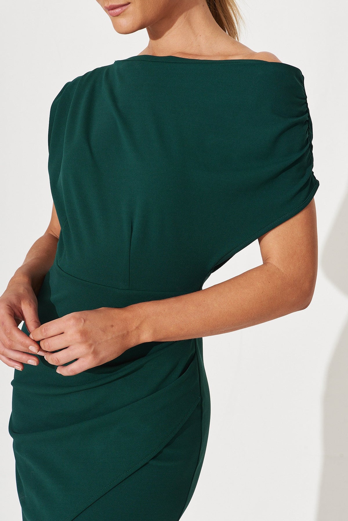 Emerald Off-Shoulder Midi Dress - Phoenix Style