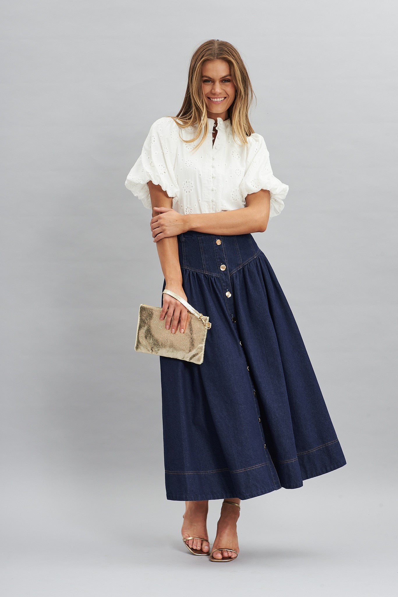 Judith Dark Blue Maxi Denim Skirt