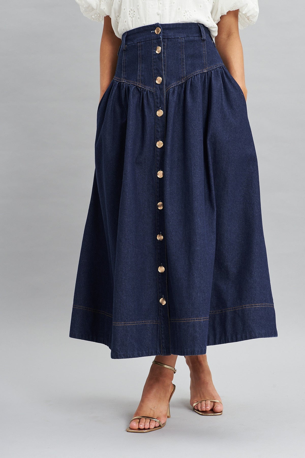 Judith Dark Blue Maxi Denim Skirt