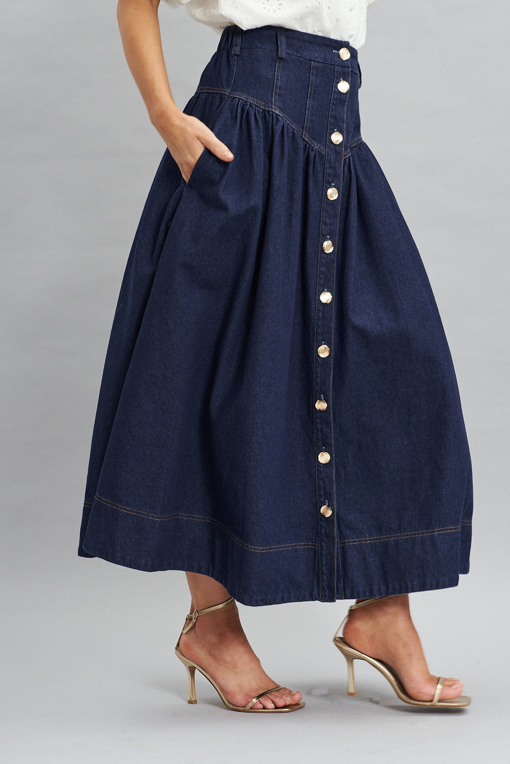 Judith Dark Blue Maxi Denim Skirt