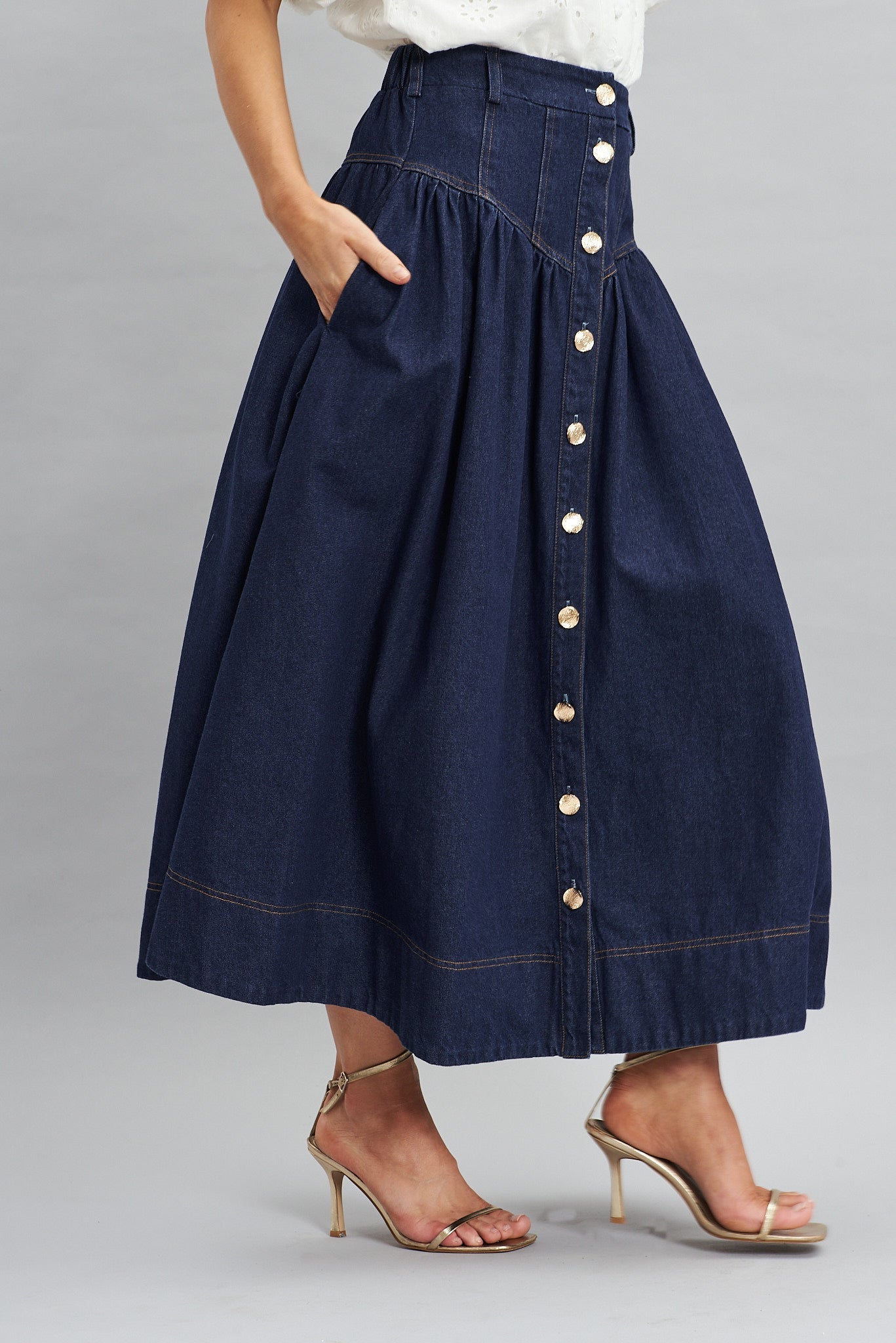 Judith Dark Blue Maxi Denim Skirt